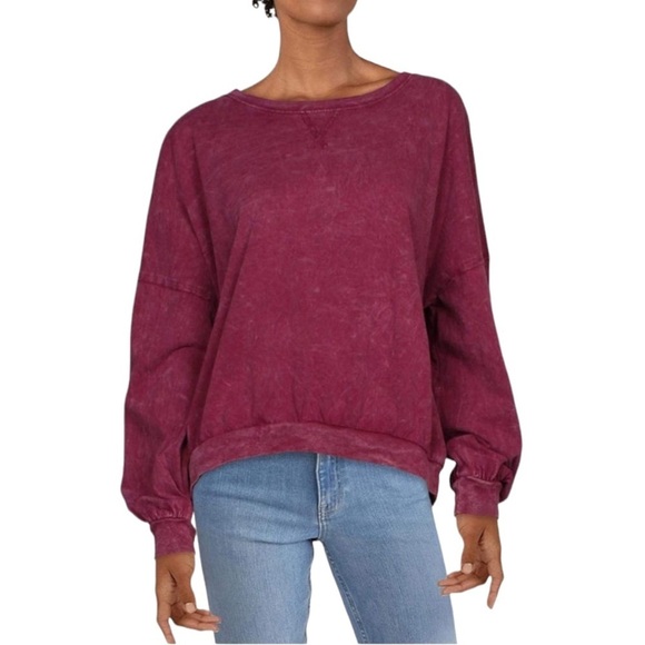 Free People Tops - Free People 213 Sweet Myrtle Cotton Womens Oversized Long Sleeve Tee Size Small
